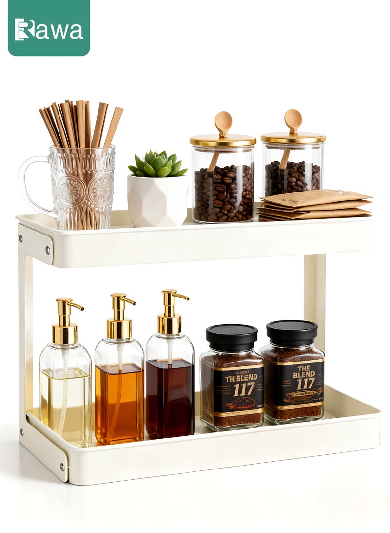 روعة صندوق تخزين لمحطة القهوة، رف ملحقات بار القهوة ذو الطابقين، منظم توابل القهوة والشاي، صندوق توابل للمطبخ والمنزل والمكتب - Image 1